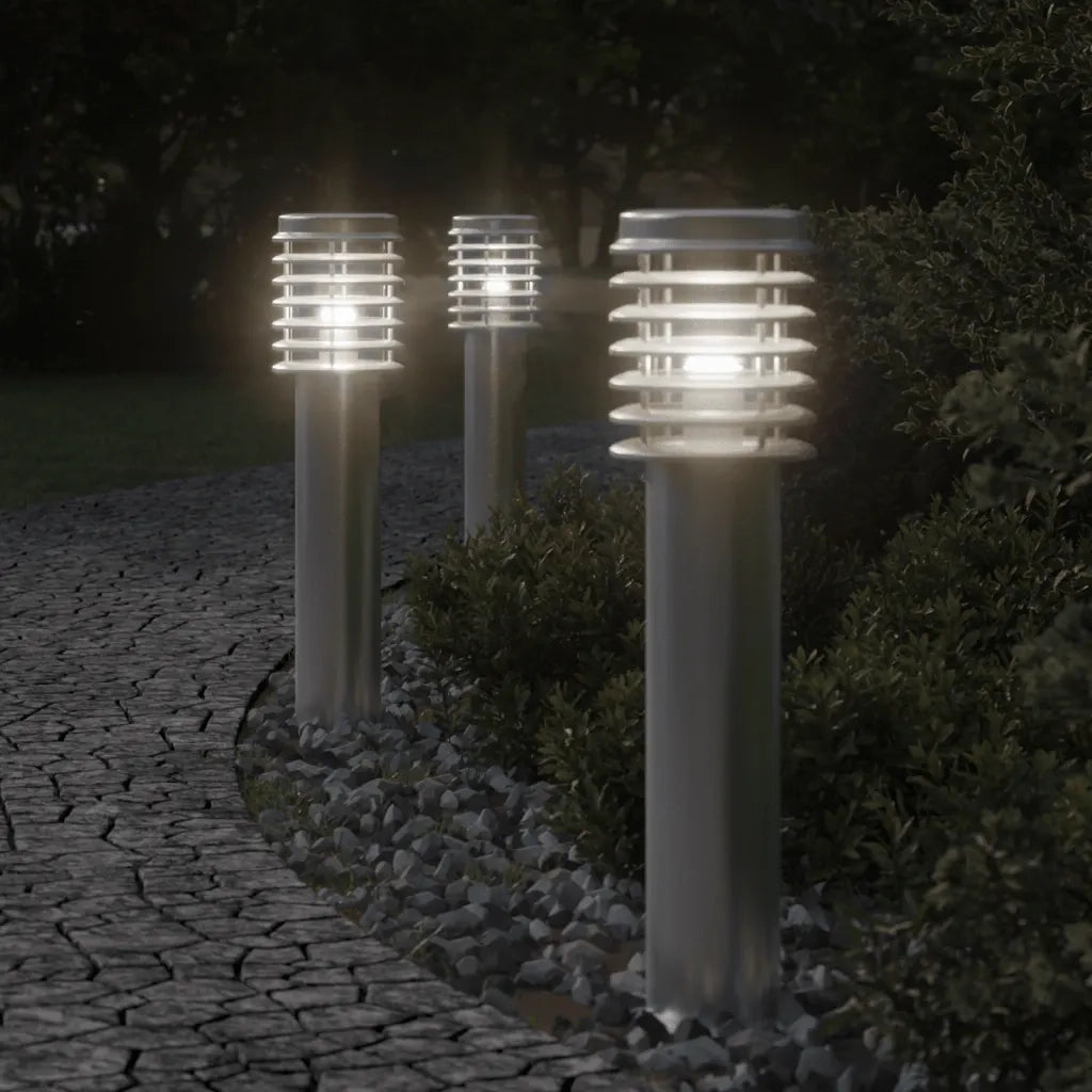 vidaXL Lampade da Terra per Esterni 3 pz Nere 60 cm in Acciaio Inox