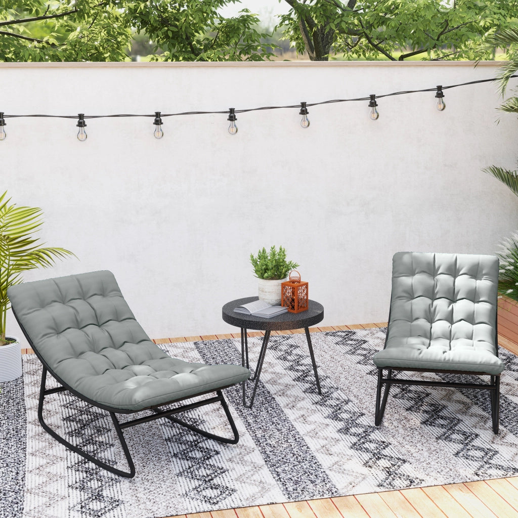 Set 2 poltrone a dondolo da giardino ¨C Xylo ¨C tessuto textilene grigio con cuscini