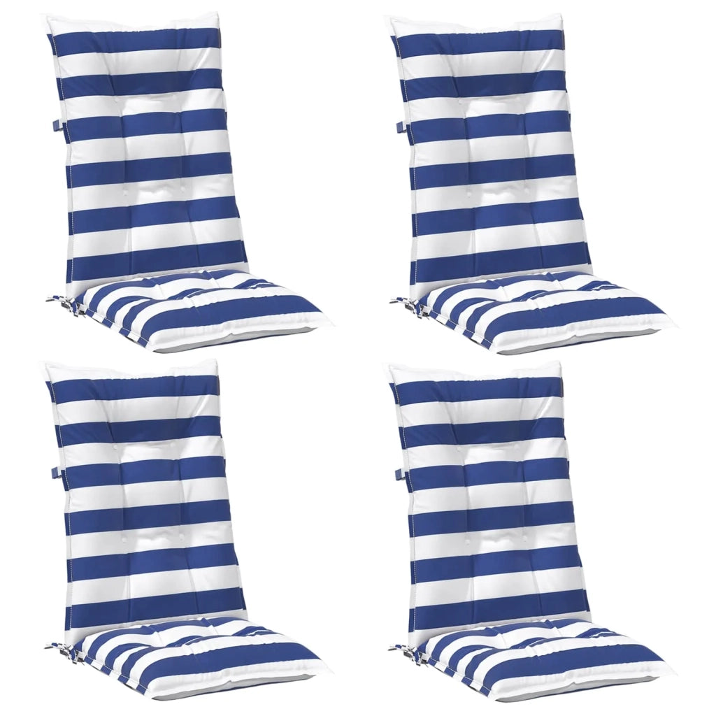 Cuscino da Esterno 4 pcs Blu e Bianco 120 x 50 x 7 cm Tessuto