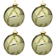 Palline di Natale in Vetro Verde Oliva con Rametti Wood Diametro: 100 mm