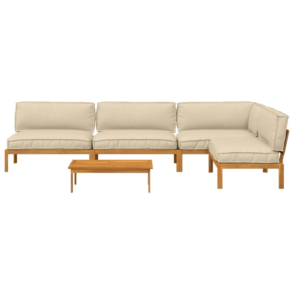 Set di divani con cuscino 5 pcs Beige Legno di Acacia Massello 3418517