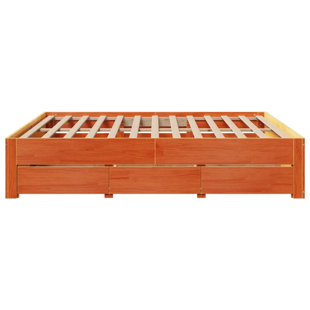 Giroletto senza Materasso con Cassetti Marrone Cera 180x200Pino