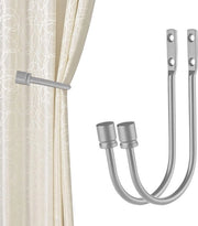 Sostegni a tenda a forma di U - decorativo per tende - set da 2 - argento - alluminio