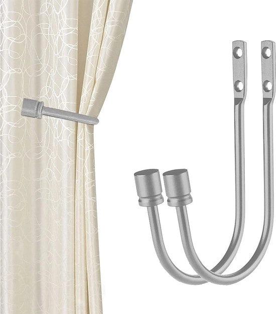 Sostegni a tenda a forma di U - decorativo per tende - set da 2 - argento - alluminio