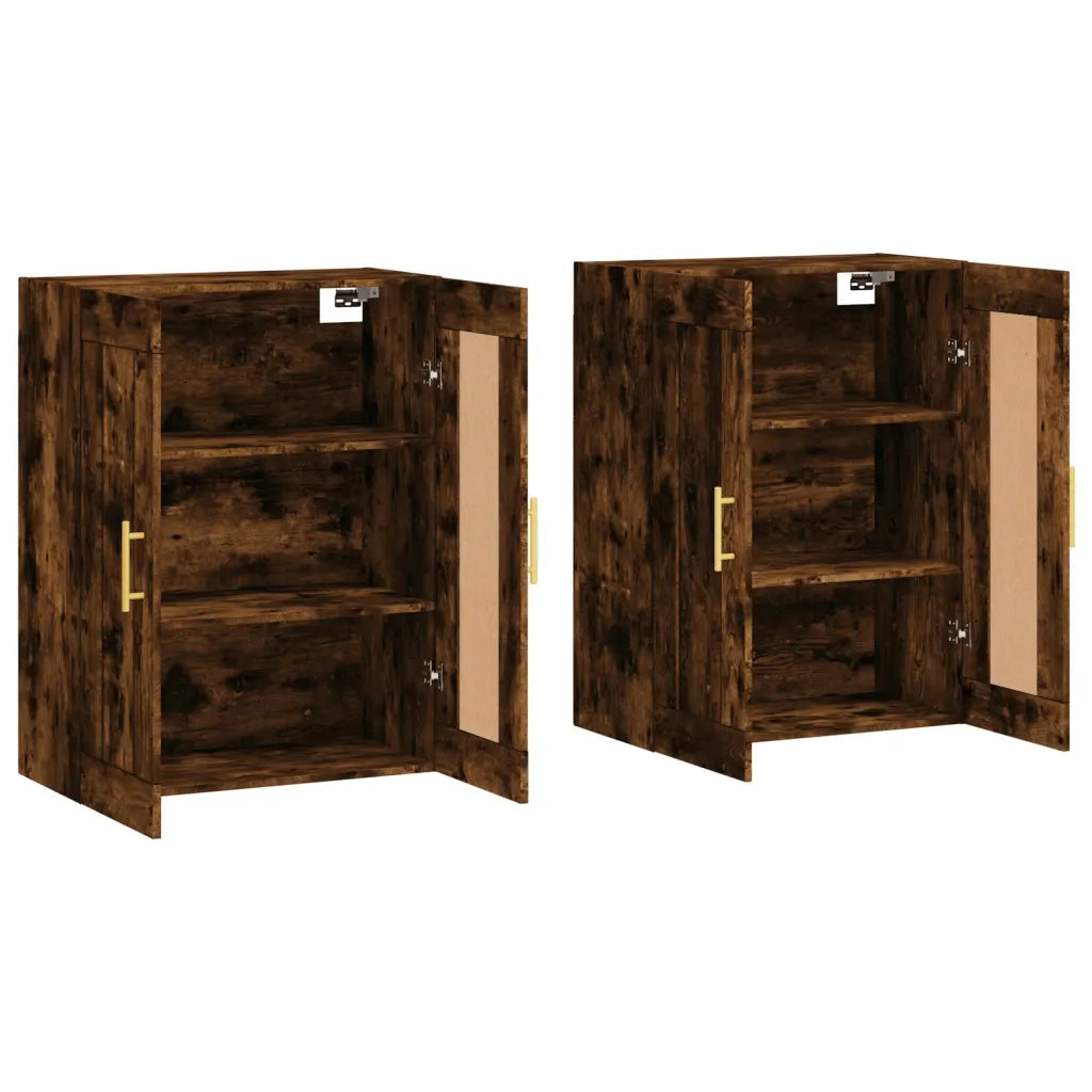 Armadietti a Parete 2 pz Rovere Fumo in Legno Multistrato 3198006