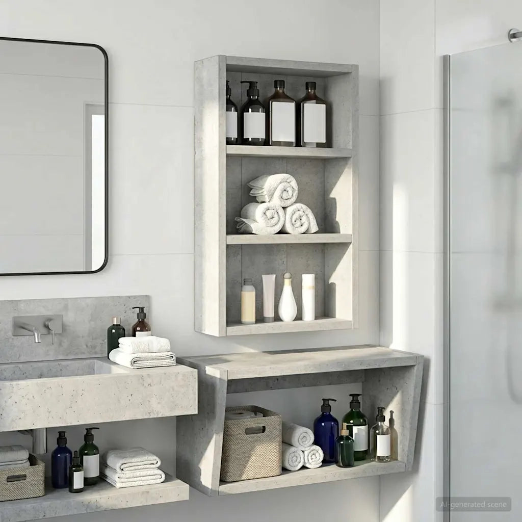 Armadio da bagno a muro Grigio Cemento 30 x 10 x 50 cm