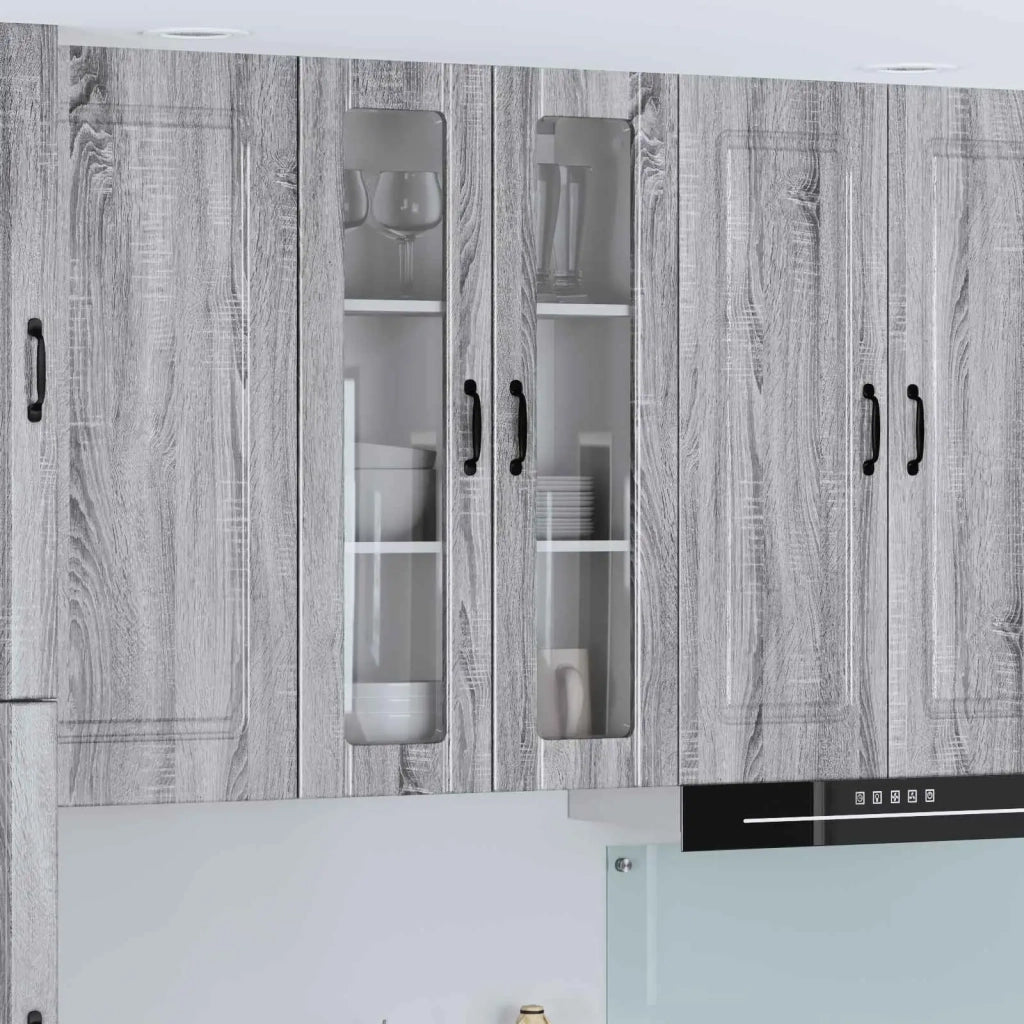 Pensile da cucina | Mobile in vetro da parete LUCCA Grigio Sonoma 60 x 31 x 100 cm