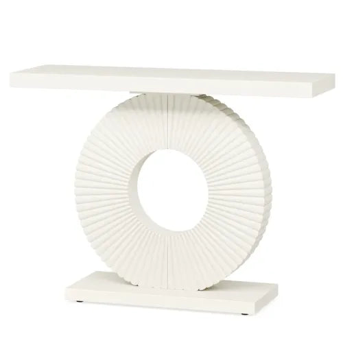 Consolle elegante in MDF e metallo con struttura floreale per ingresso e soggiorno bianca 107 × 41,5 × 33 cm