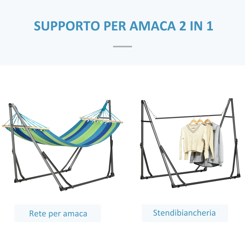 Amaca Autoportante Pieghevole ¨C zephmum ¨C Cotone Acciaio Grigio 270x100x94cm