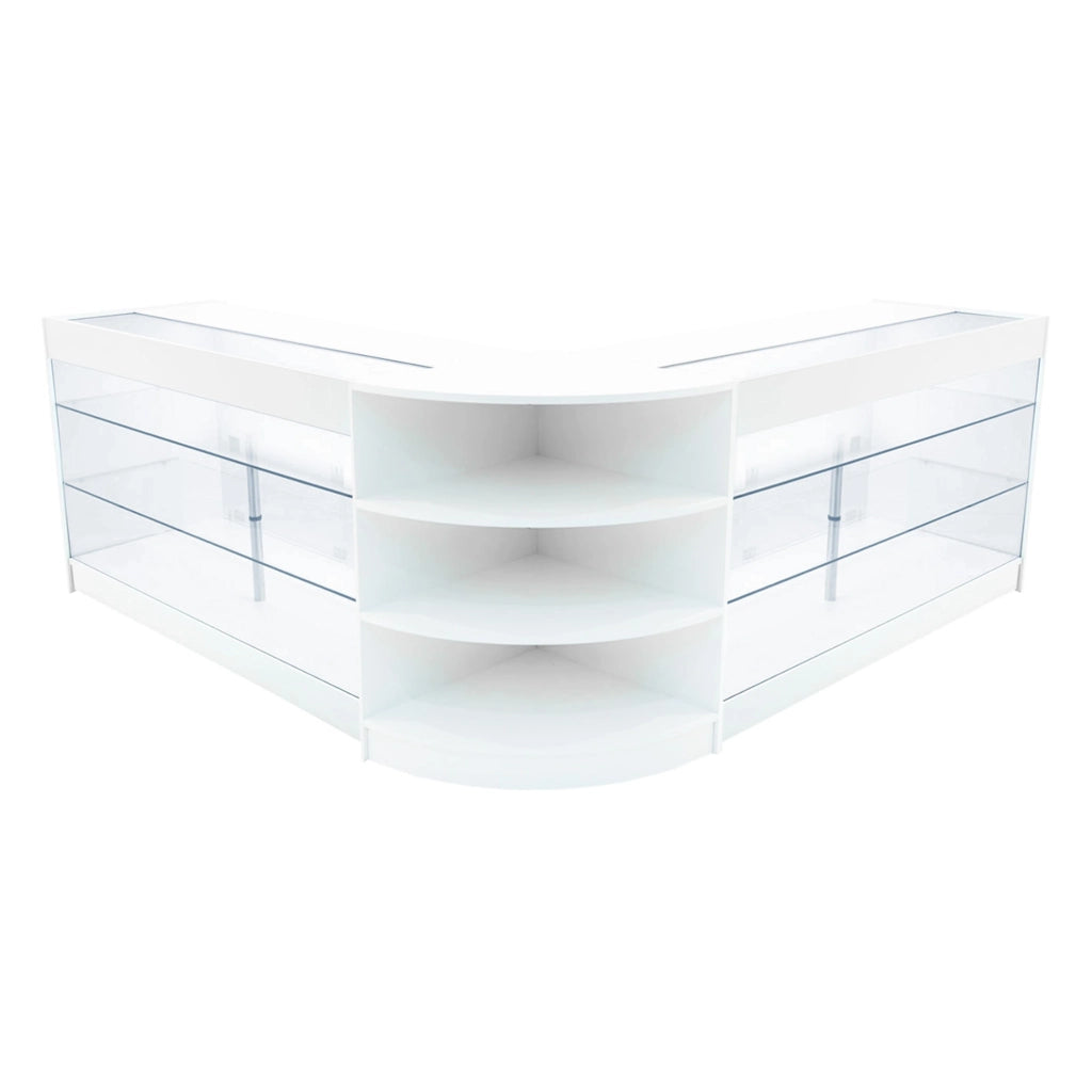 Set Bancone Bianco Apollo LED K1500 LM60 con Vetrina Espositiva 3 Ripiani