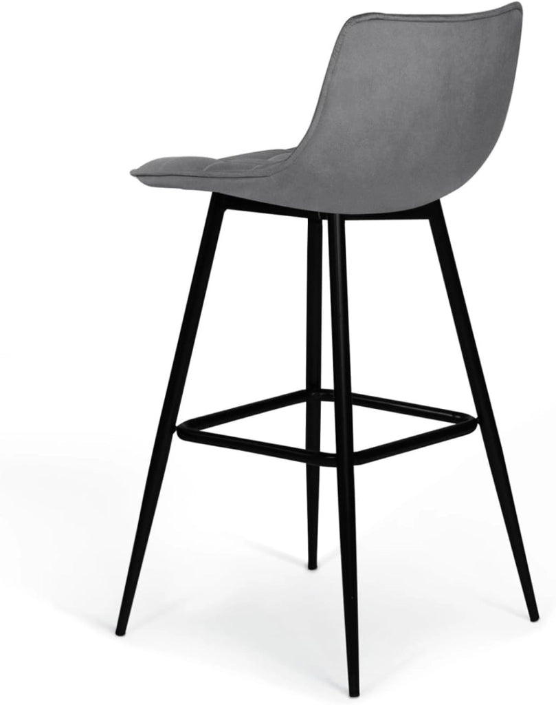 Set di 4 sgabelli da bar in velluto grigio chiaro MADY