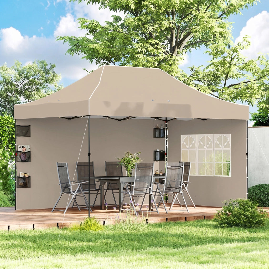 Gazebo Pieghevole con Pareti ¨C zephmum ¨C Marrone Sabbia 2.9x4.3 m