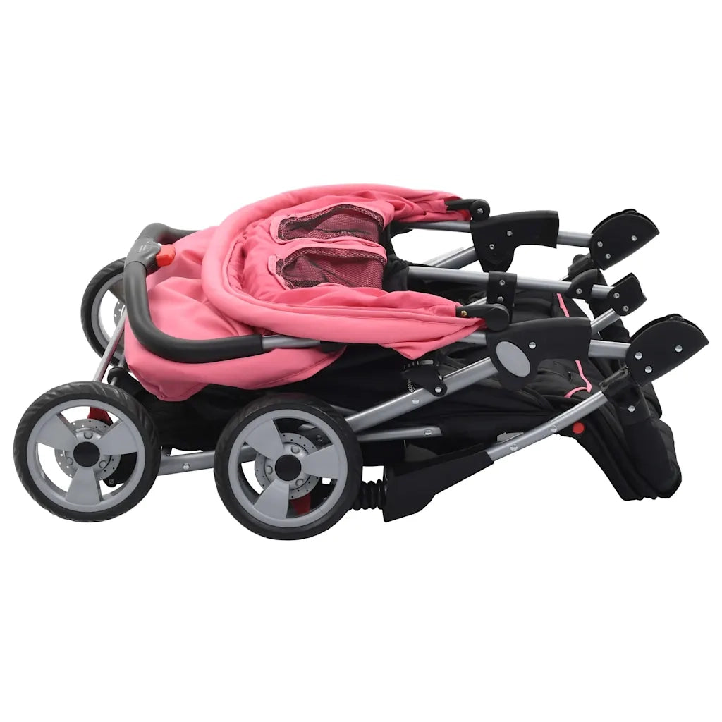 Passeggino Gemellare Rosa e Nero in Acciaio CFW3210438
