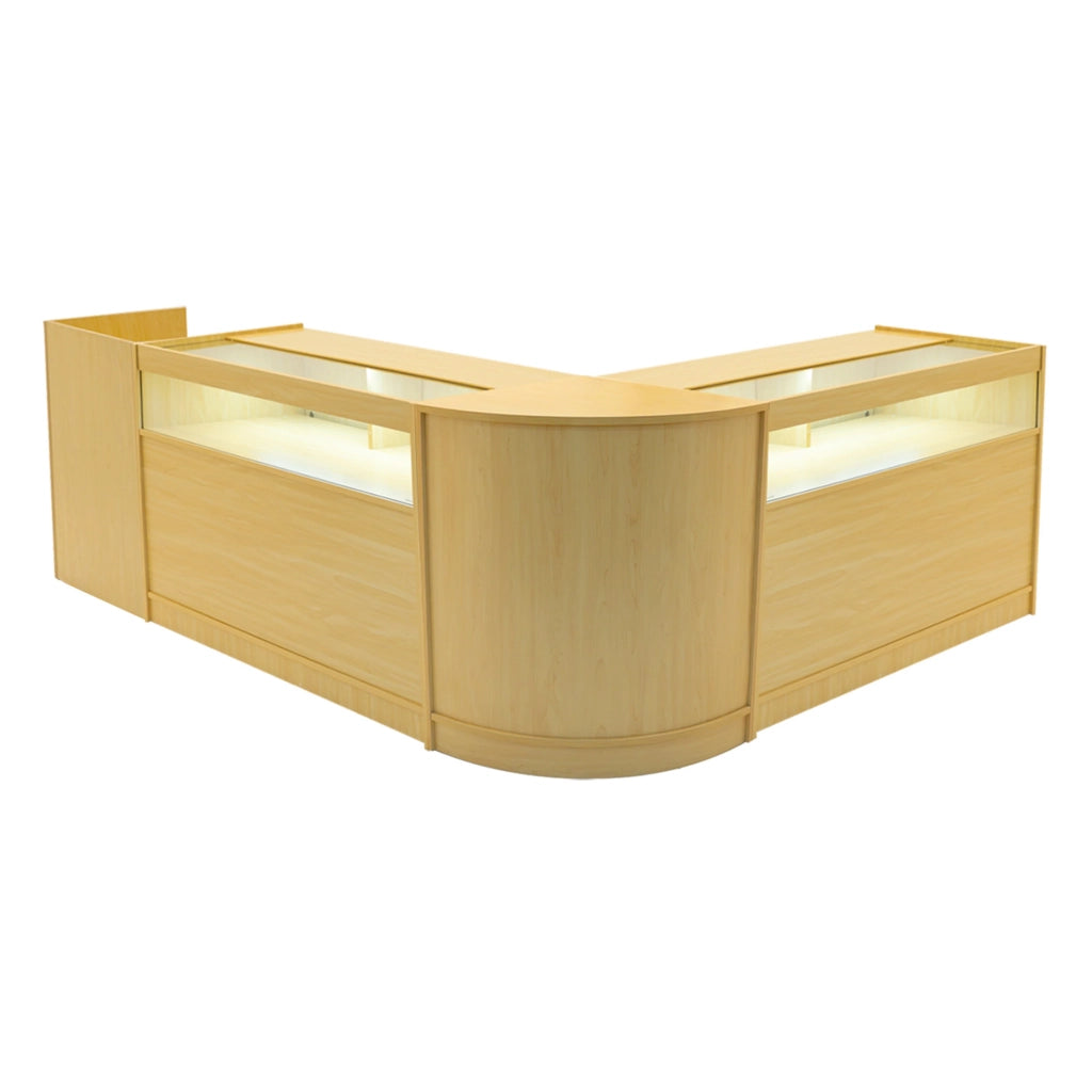 Set Banconi Negozio Acero Luna LED B1200 CM60 TB60 con Serrature e Vetrina