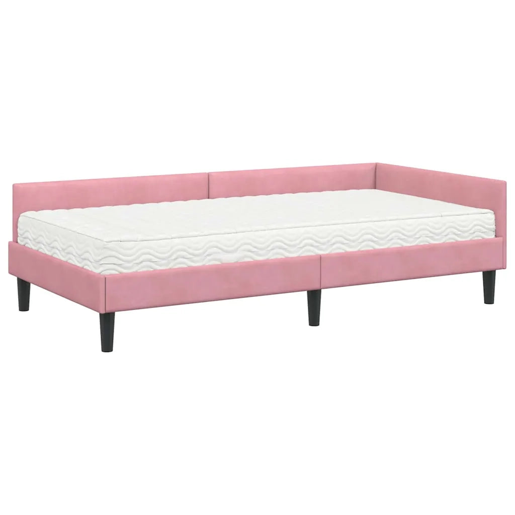 Struttura Letto Angolare con Materasso 2 pcs Grigio Velluto