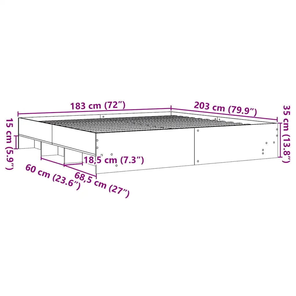 Giroletto senza Materasso Grigio Sonoma 180x200 cm Truciolato 3295637