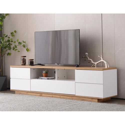 Armadio TV moderno - Xylo - 180cm - Bianco - Veinature legno