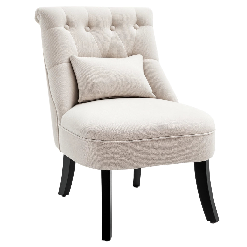 Poltrona imbottita con cuscino schienale per relax e lettura ¨C zephmum ¨C 52.5x69x77 cm crema