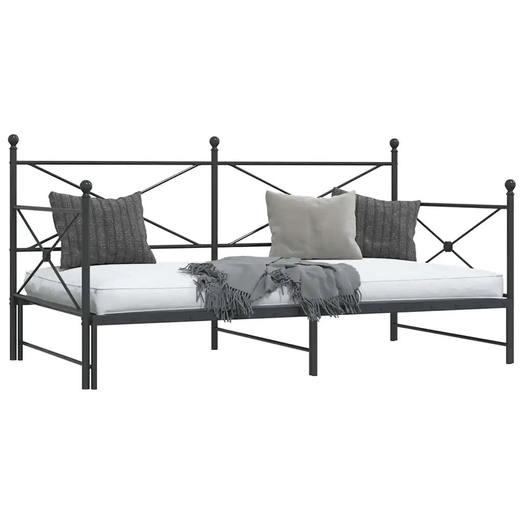 Divano Letto Estraibile senza Materasso Nero 107x203 cm Acciaio 4104678