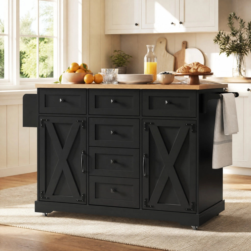 CARRELLO SERVIZIO PIEGHEVOLE 147x70x93 cm Nero MDF e Metallo