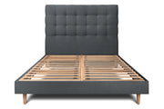 Letto 135x190 cm con testiera imbottita - Tessuto velluto