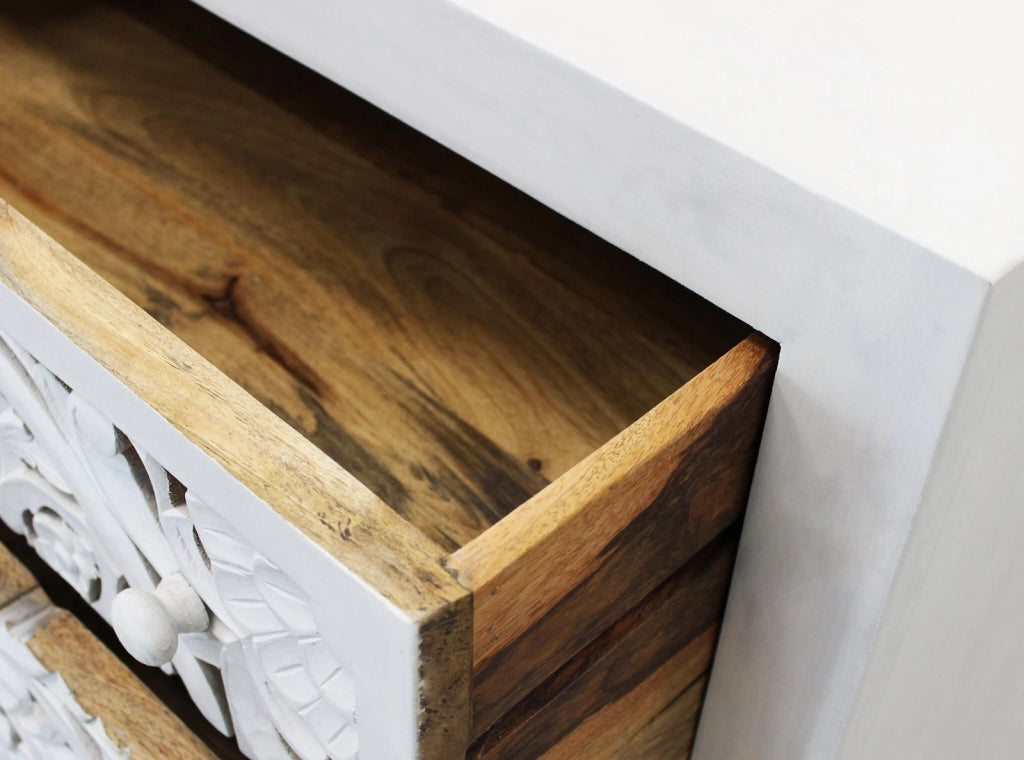 Cassettiera con decoro 3 cassetti in Legno Metallo cm 80x40x80 - KONNOR