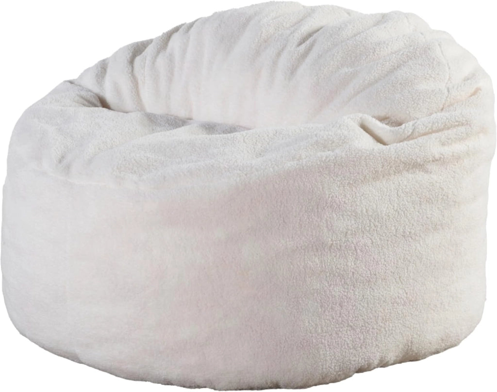Pouf Poltrona a Sacco - Imbottitura in Schiuma Confortevole - Tessuto Sherpa Morbido - Ottimo Supporto per la Schiena - Pouf Divano Gigante (100 cm, Bianco)