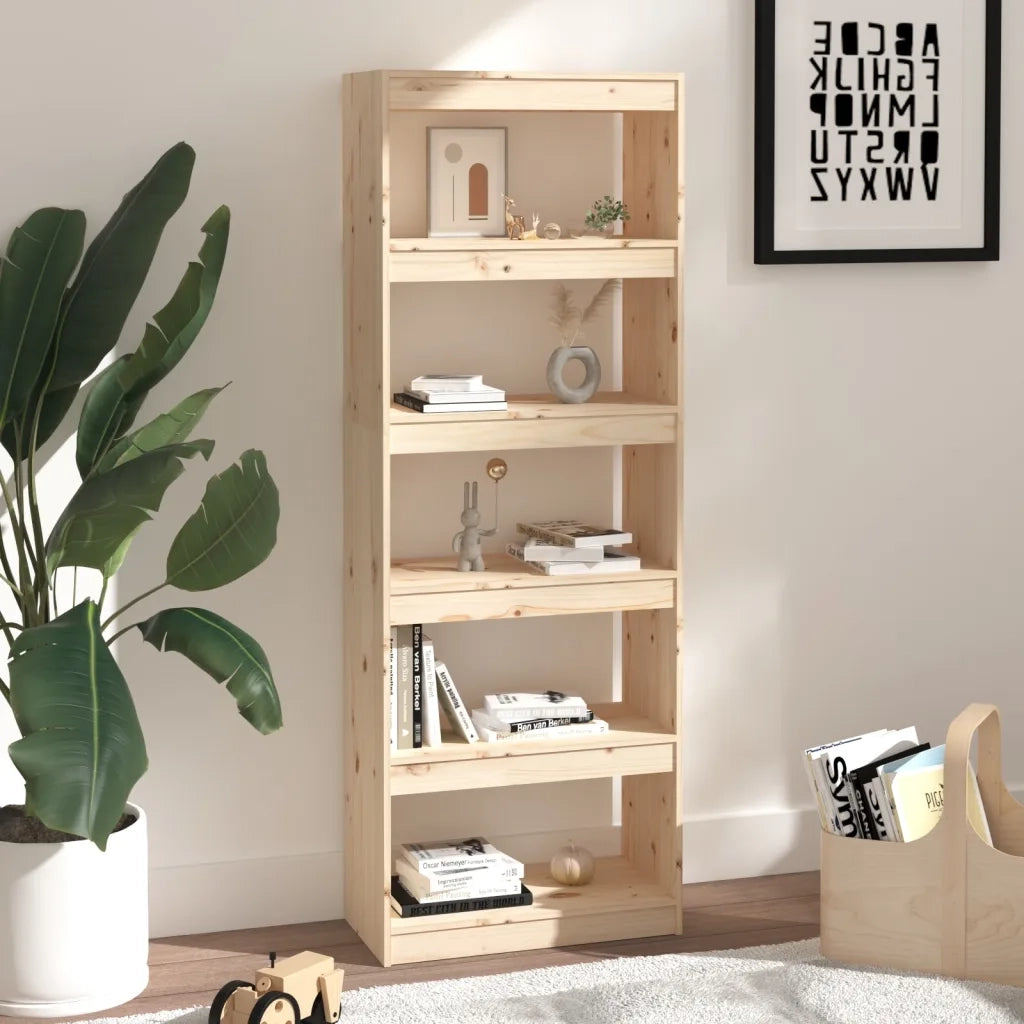 Libreria Divisorio-Scaffale per Libri-Mobile di Stoccaggio Grigio 60x30x167,5 cm in Massello di Pino 722102