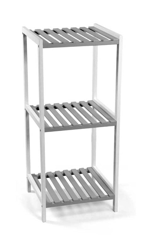 SCAFFALE IN LEGNO BICOLORE CON 3 RIPIANI 34 X 33 X H80CM BIANCO E GRIGIO