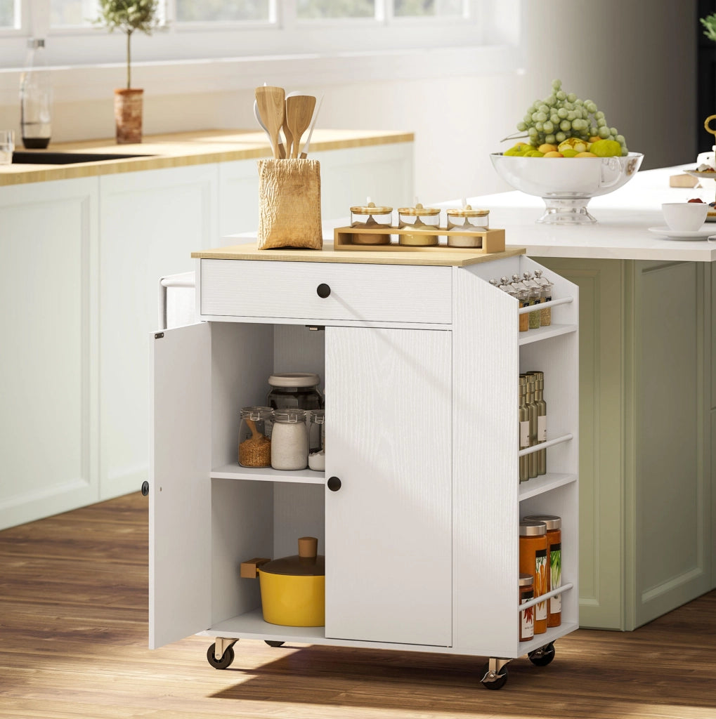 Carrello da cucina 82x38x86,5 cm bianco – isola mobile e contenitore