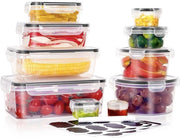 Contenitori per alimenti con coperchi, 20 porzioni da pranzo (10 contenitori + 10 coperchi) in plastica BPA-free, ripiegabili e organizzatore da cucina a griglia