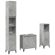 Set Mobili da Bagno | Armadio da bagno 3 pz Grigio Cemento in Legno Multistrato