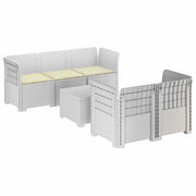 Divano da Giardino 5 Posti con Cuscini Stile Rattan PP Bianco 3443898