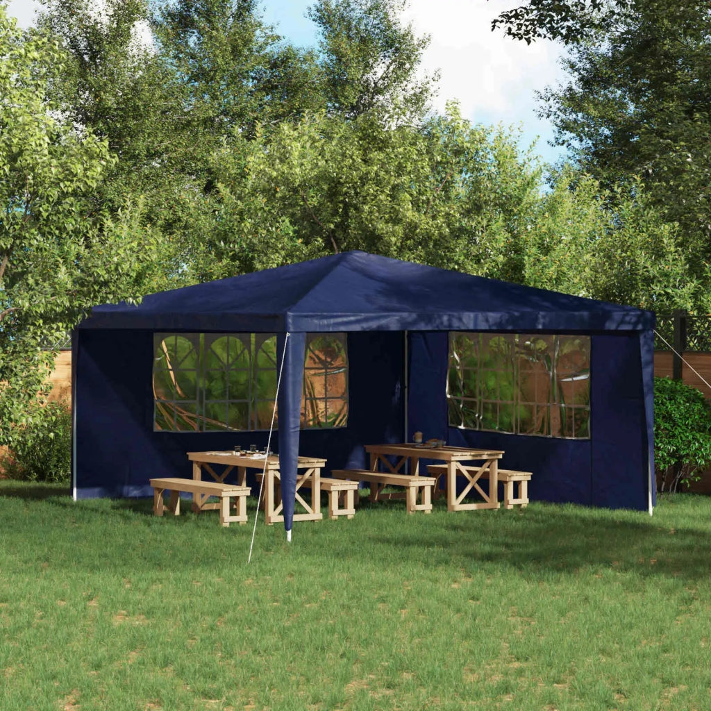 Parete per tenda da festa 2 pcs 400 x 195 cm Blu PE e Acciaio