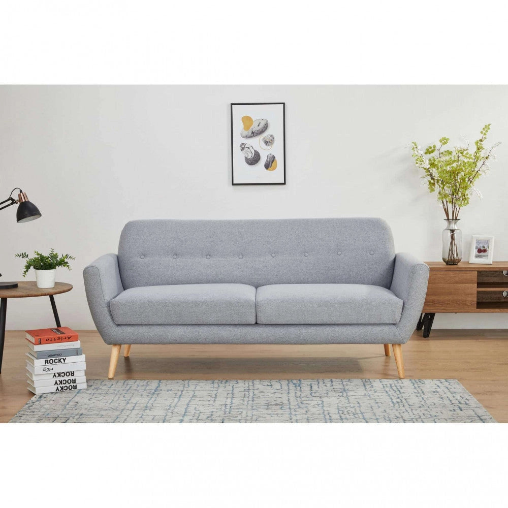 Divano 3 Posti Burton 193x79x86 h cm in Tessuto Grigio chiaro
