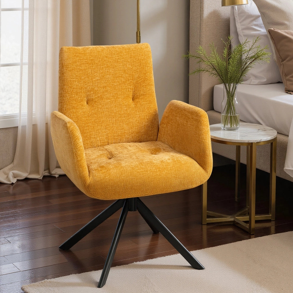 Poltrona girevole moderna ¨C Xylo ¨C tessuto giallo, fino a 120 kg