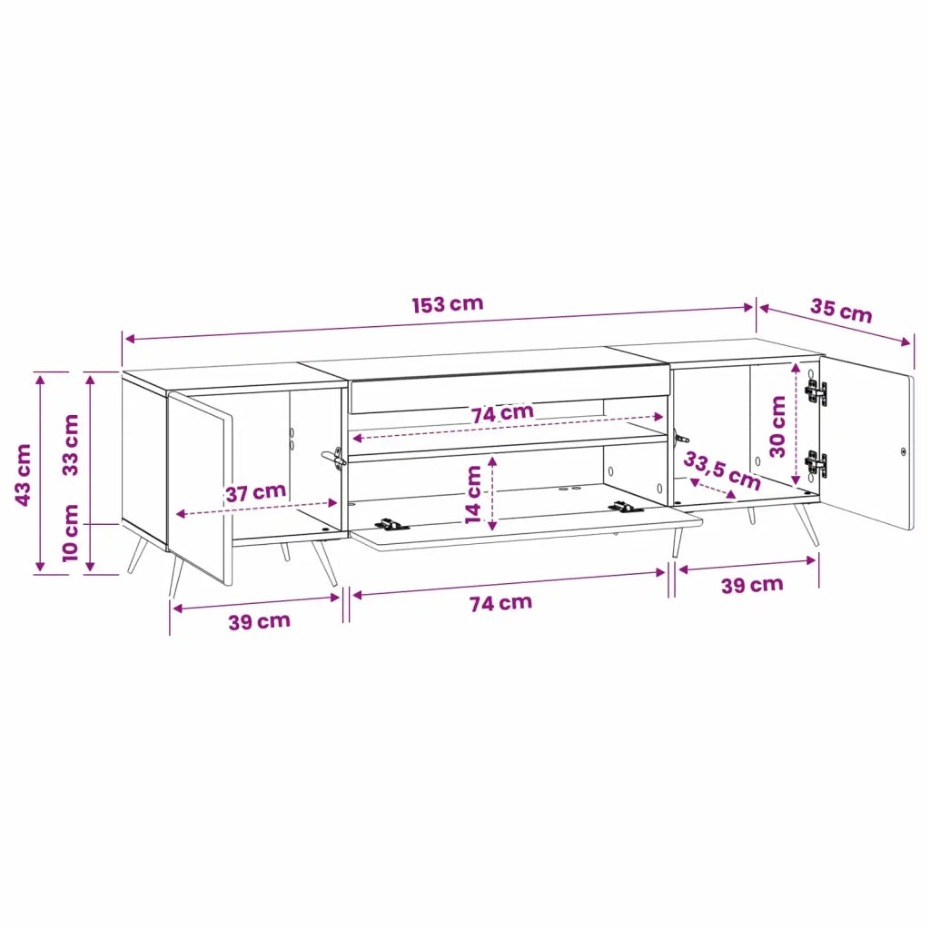 Mobile TV LED Rovere Artigianale Legno ingegnerizzato 897574