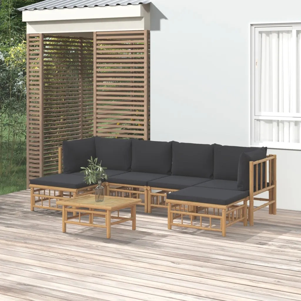 Set Salotto da Giardino 7pz con Cuscini Grigio Scuro BambÃ¹