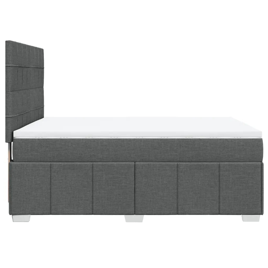 Giroletto a Molle con Materasso Grigio Scuro 140x190 cm Tessuto
