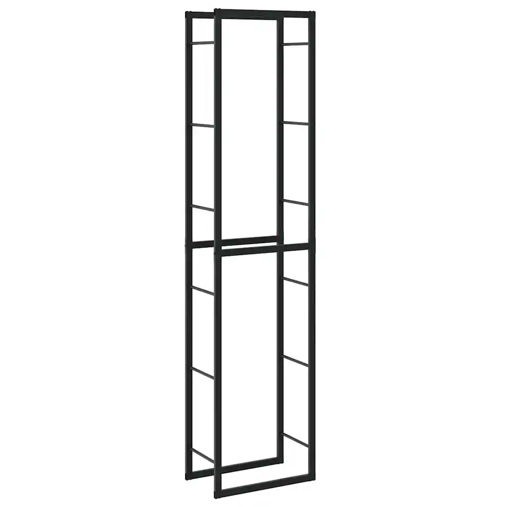 Rastrelliera per Legna da Ardere Nera 50x30x209 cm in Acciaio 4018468
