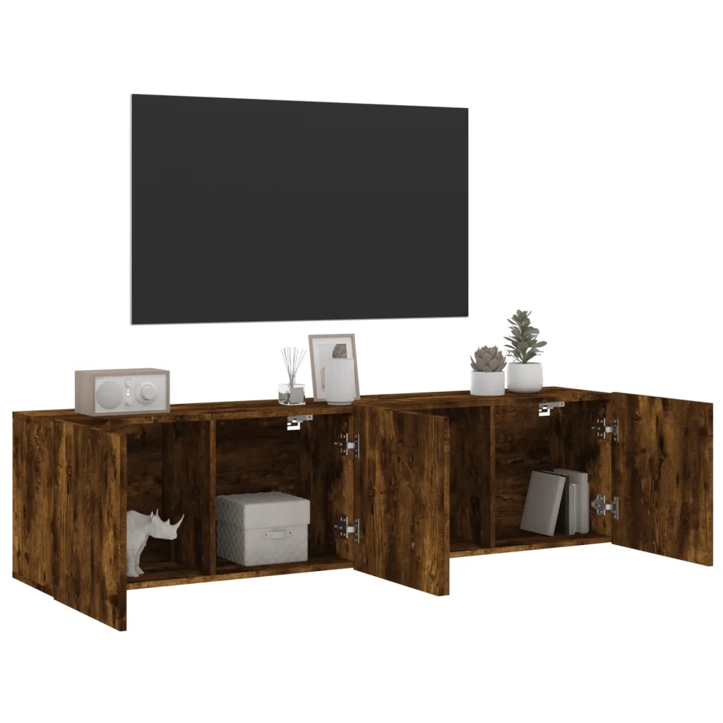 Mobili TV a Parete 2pz Rovere Fumo 80x30x41 cm 836961