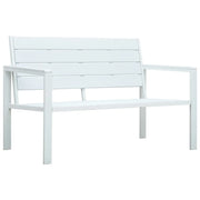 Panchina da Giardino 120 cm in HDPE Bianca con Aspetto Legno