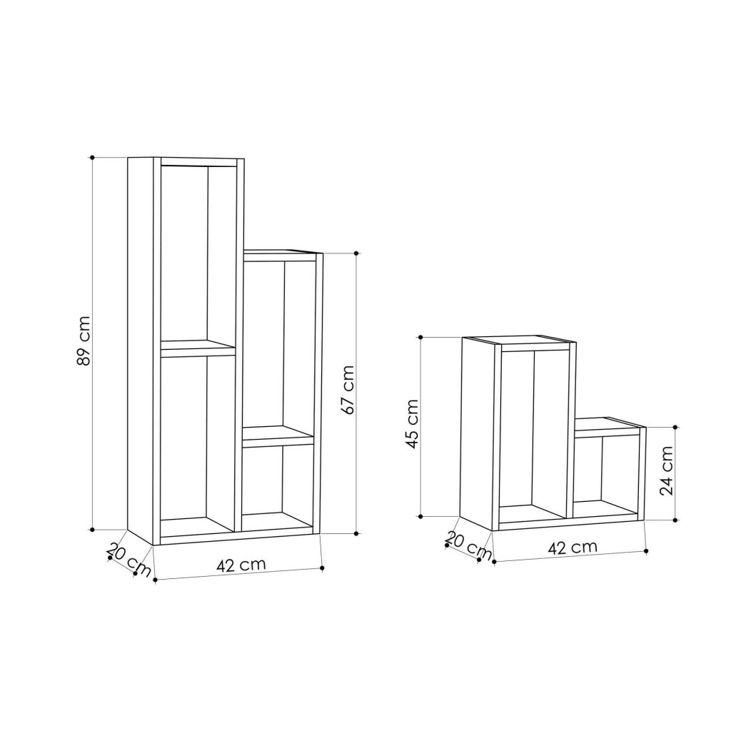 Biblioteca Isang, Libreria 6 Ripiani, 42x20x89h cm Nero Antracite