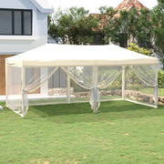 Tenda per Feste Pieghevole con Pareti Laterali Crema 3x6 m 93550