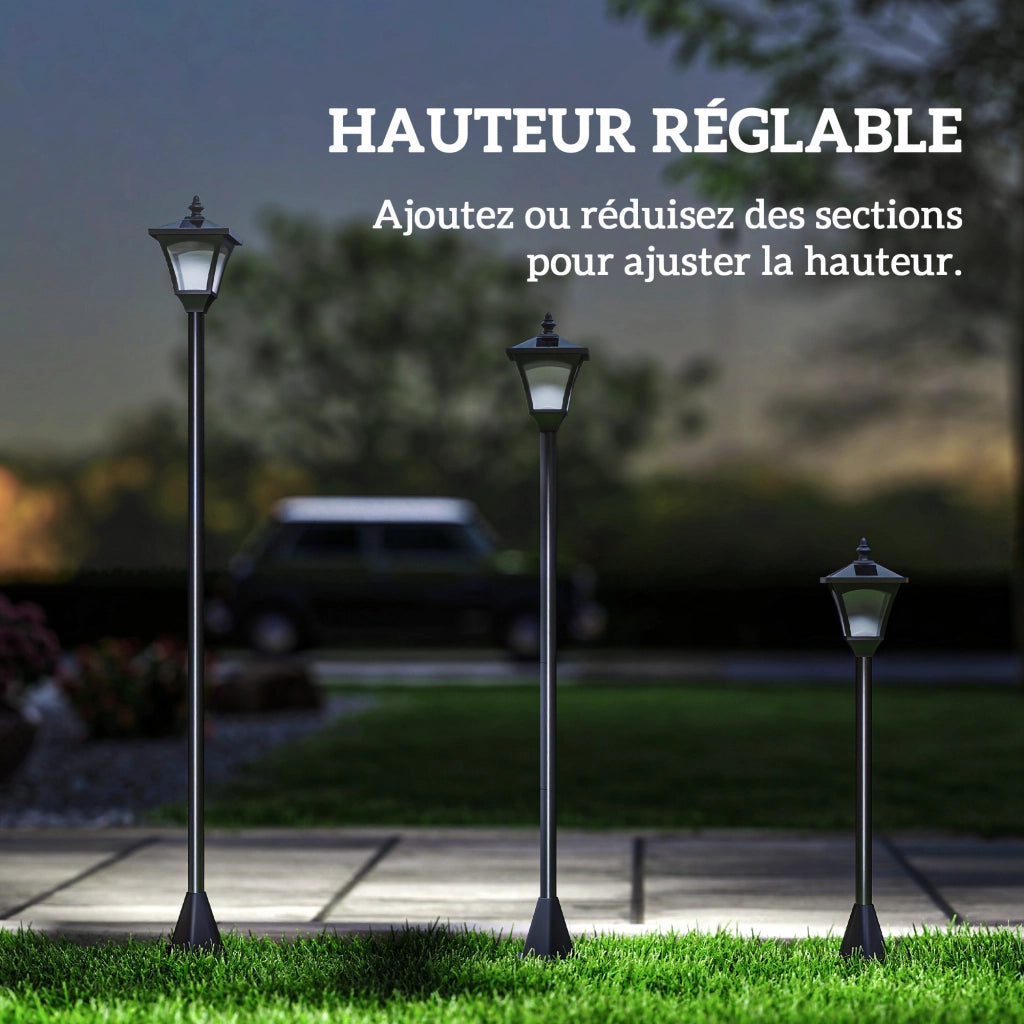Lampada da giardino solare LED ¨C zephmum ¨C nero 15x15x120 cm
