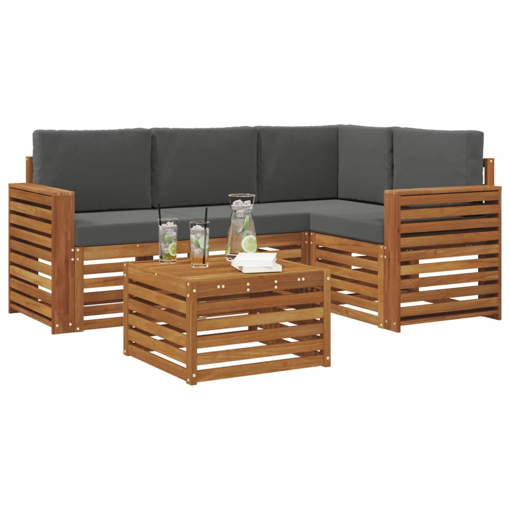 Set di divani da esterno con cuscino 5 pcs Naturale e Antracite 3374777