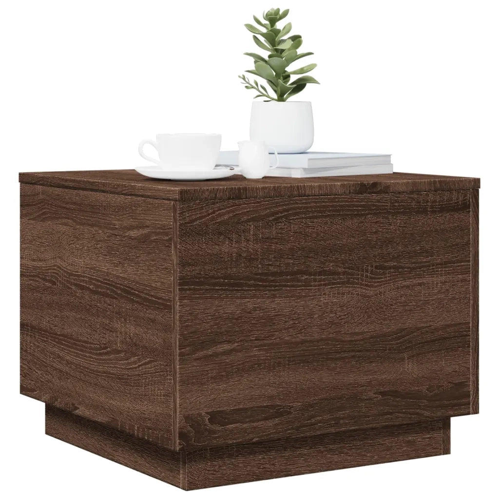 Tavolino da salotto | Tavolino da caff¨¨ | Tavolino da Soggiorno con Luci LED Rovere Marrone 50x50x40 cm