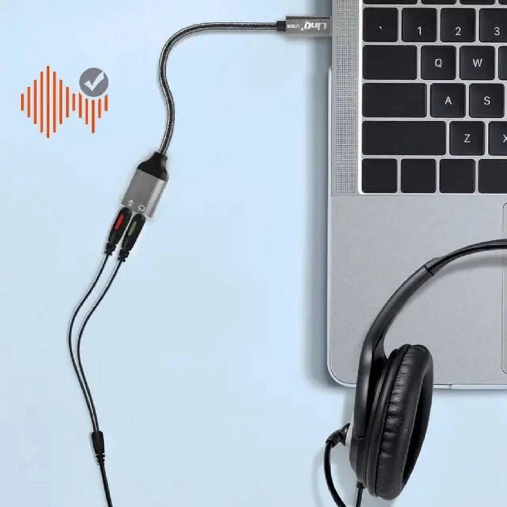 Trade Shop - Cavo Adattatore Audio Da Type-c A Doppio Jack 3,5mm Cuffie + Microfono Tpc3536 -