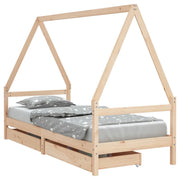 Giroletto Bambini | Letto Infantile | Lettino con Cassetti 80x200 cm Legno Massello di Pino