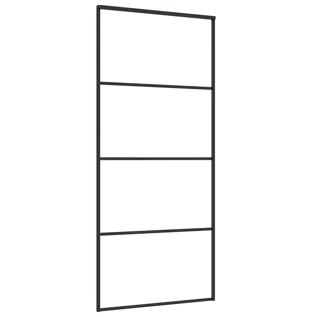 Porta Scorrevole con Ferramenta Nera 90x205 cm in Vetro ESG